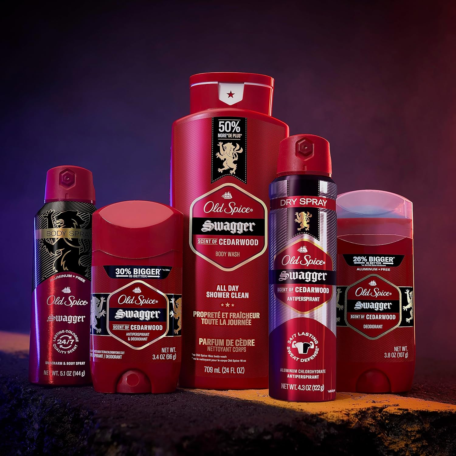 Old Spice Desodorante sin aluminio para hombre, espray corporal seco, Swagger, protección contra olores 247, 5.1 onzas (paquete de 3)