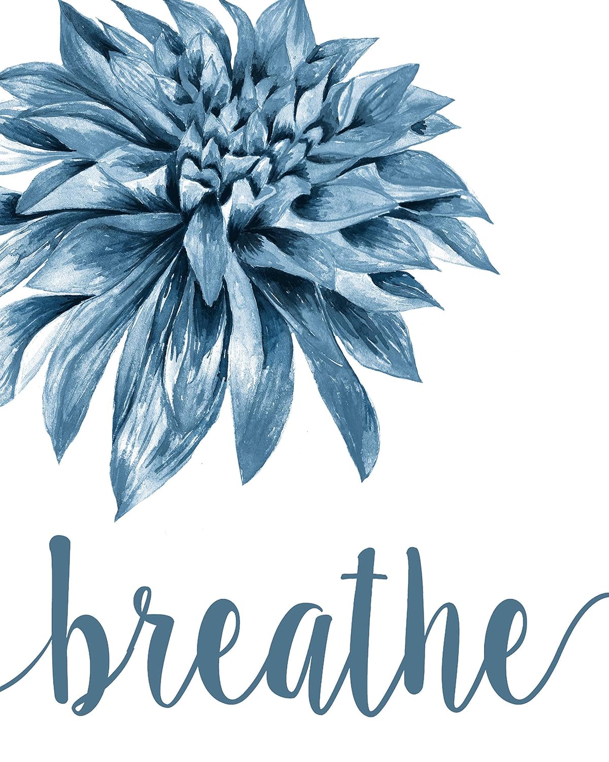 Simplitic Relax Soak Unwind Breathe Blue Blend Floral Prints, 4 (8×10) Unframed Photos, Wall Art Decor Gifts for Home Office Salon Lounge Bathroom