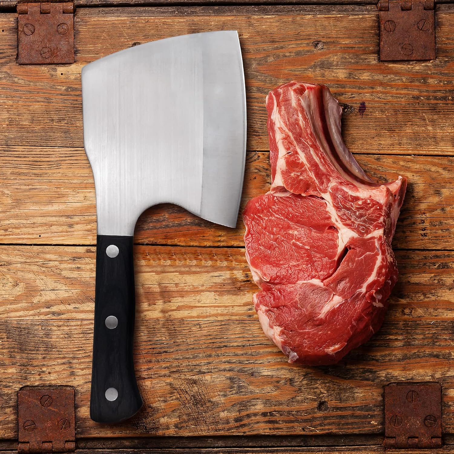 ZENG JIA DAO Meat Cleaver Bone Cleaver Knife Meat Chopper Heavy Duty 6 ” Bone Axe Butcher Knife Forged HC Steel Pakka Wood Handle in Restaurant