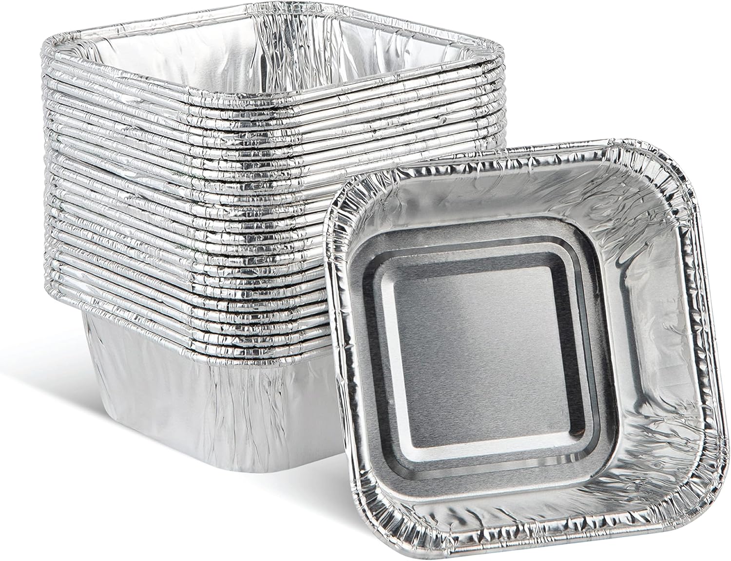 PLASTICPRO Moldes de aluminio desechables de 3 x 3 x 2 pulgadas para hornear, utensilios de cocina perfectos para hornear pasteles, brownies, pan,