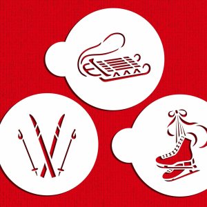 Designer Stencils Plantillas de galletas deportivas de invierno, (trineo, patines de hielo y esquís), beigesemitransparente Designer Stencils Plantillas de galletas deportivas de invierno, (trineo, patines de hielo y esquís), beigesemitransparente