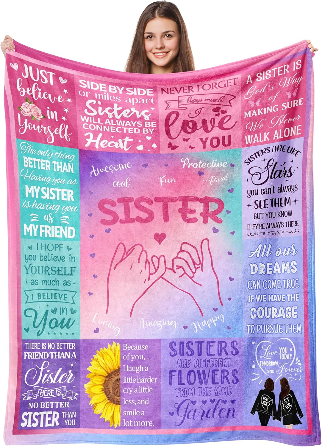 Mantas de regalo para hermanas, regalos para hermana de hermana, ideas de regalos de cumpleaños para hermana, regalo para hermana mayor, regalos de