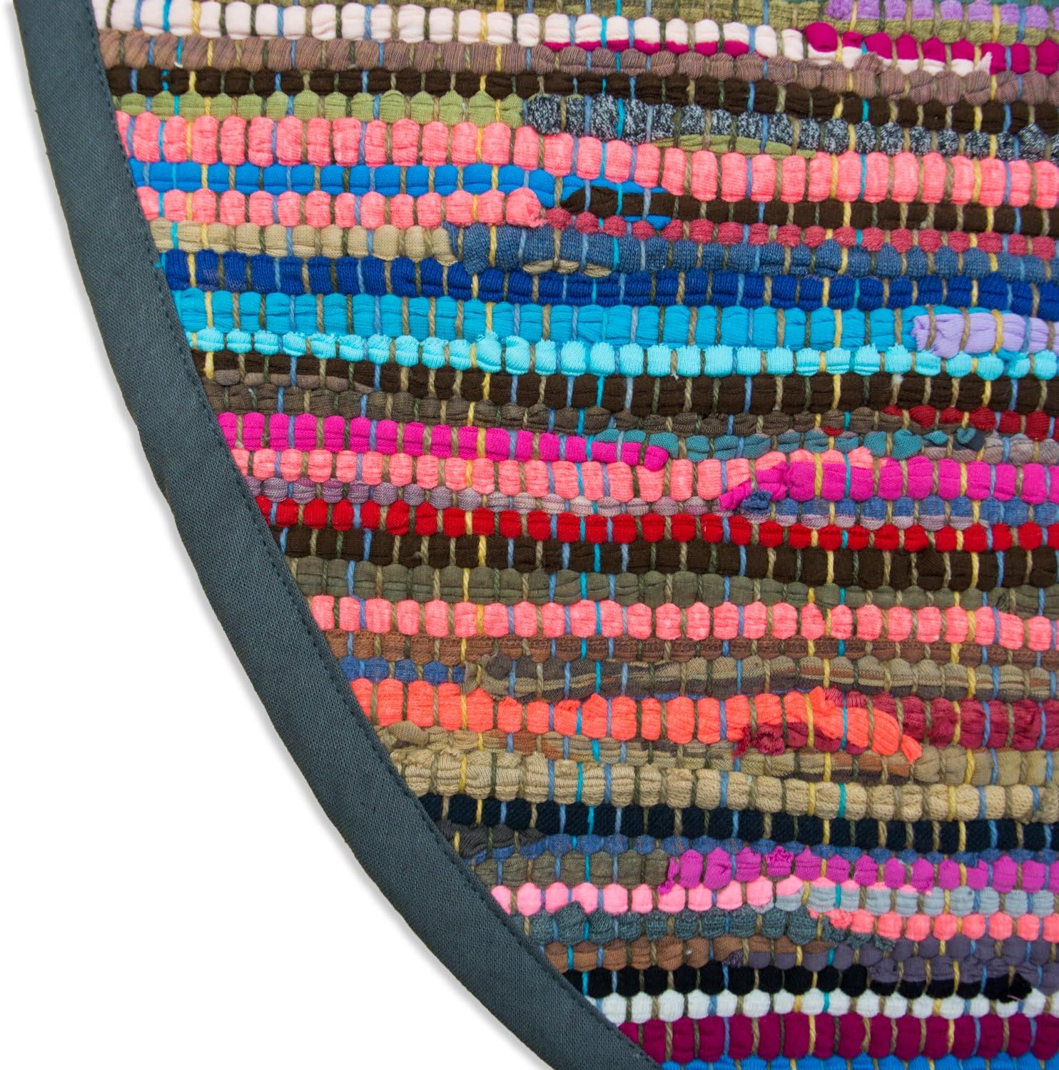 DII Chindi Home Collection Alfombra de trapillo de área multicolor tejida a mano, 36pulgadas redondas