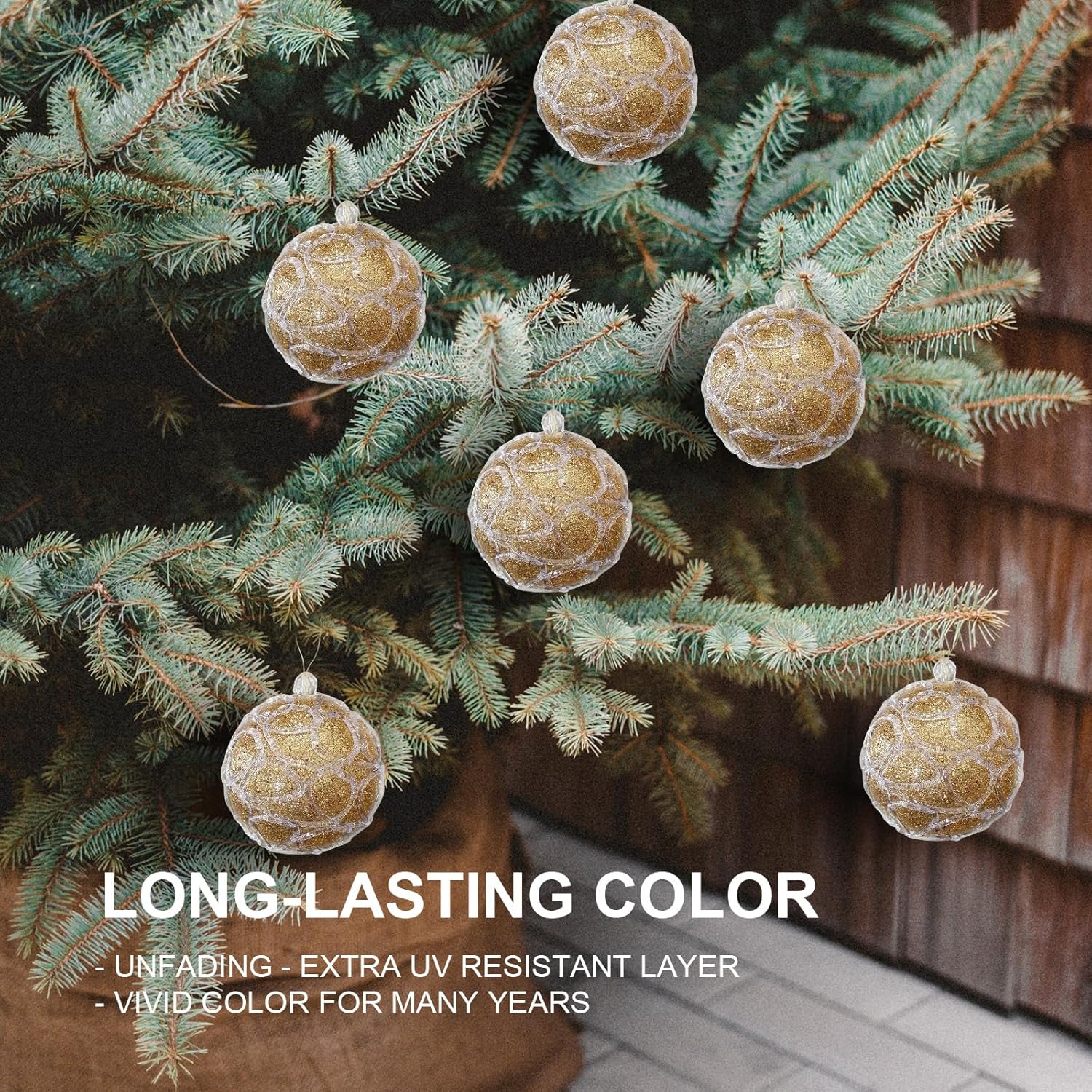 Adornos de bola de Navidad de 4.25 pulgadas, juego de 4 piezas doradas para decoración de árbol de Navidad, bodas, fiestas, vacaciones, decoración