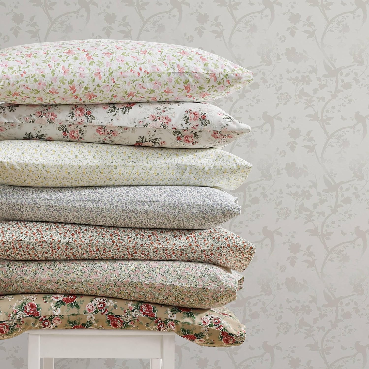 Laura Ashley – Juego de sábanas de percal de algodón, ligeras y transpirables para decoración del hogar (rosa Ashfield, individual)