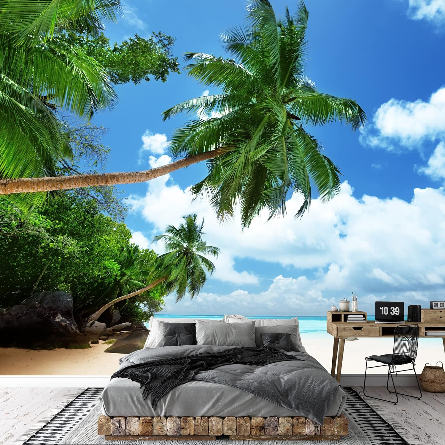 wall26 – Playa en la isla de Mahe en Seychelles – Mural de pared extraíble  Papel pintado autoadhesivo grande – 66×96 pulgadas
