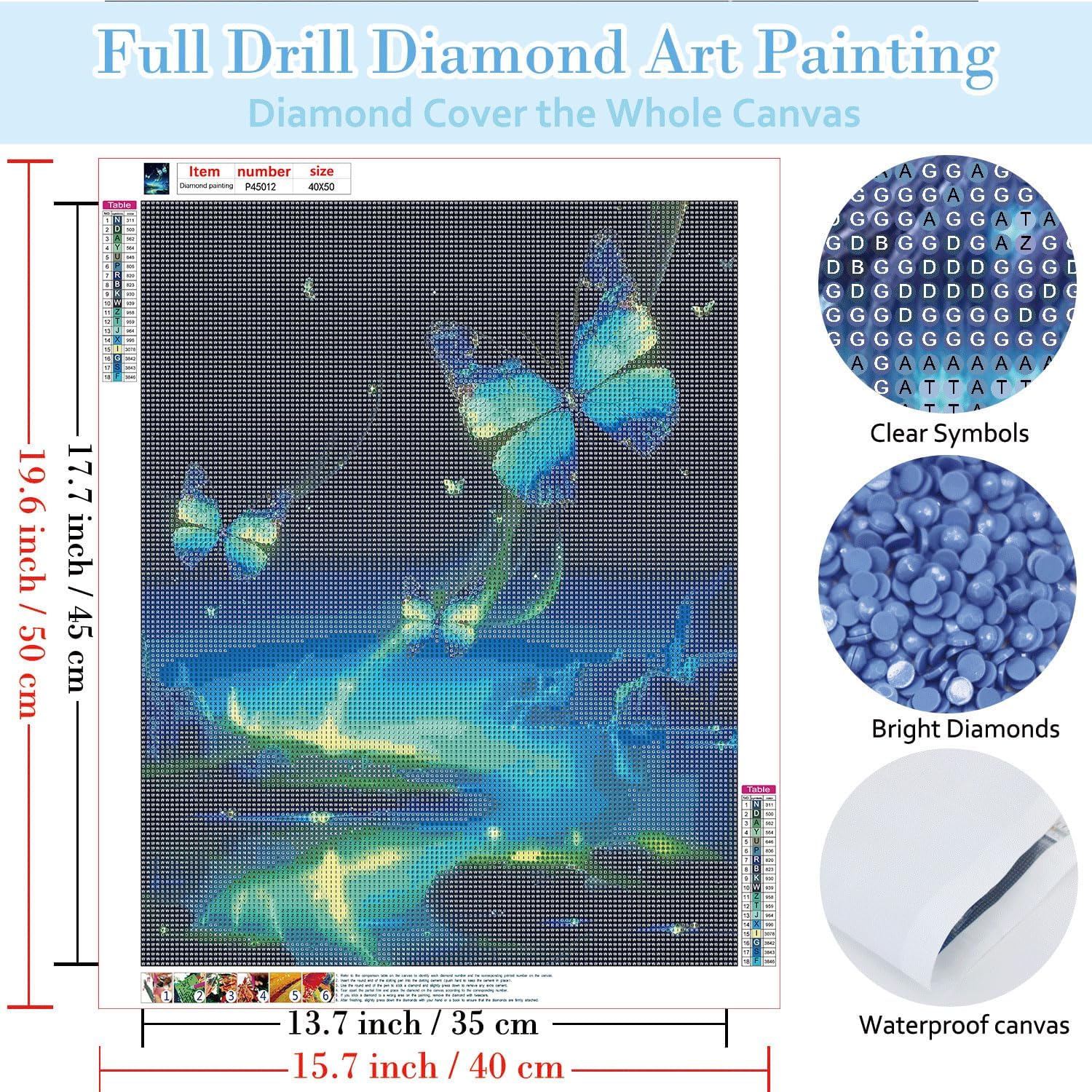 Didfig Kits de pintura de diamantes para adultos, arte de diamantes, lago de mariposa azul, kits de arte de diamantes 5D, kits de pintura con