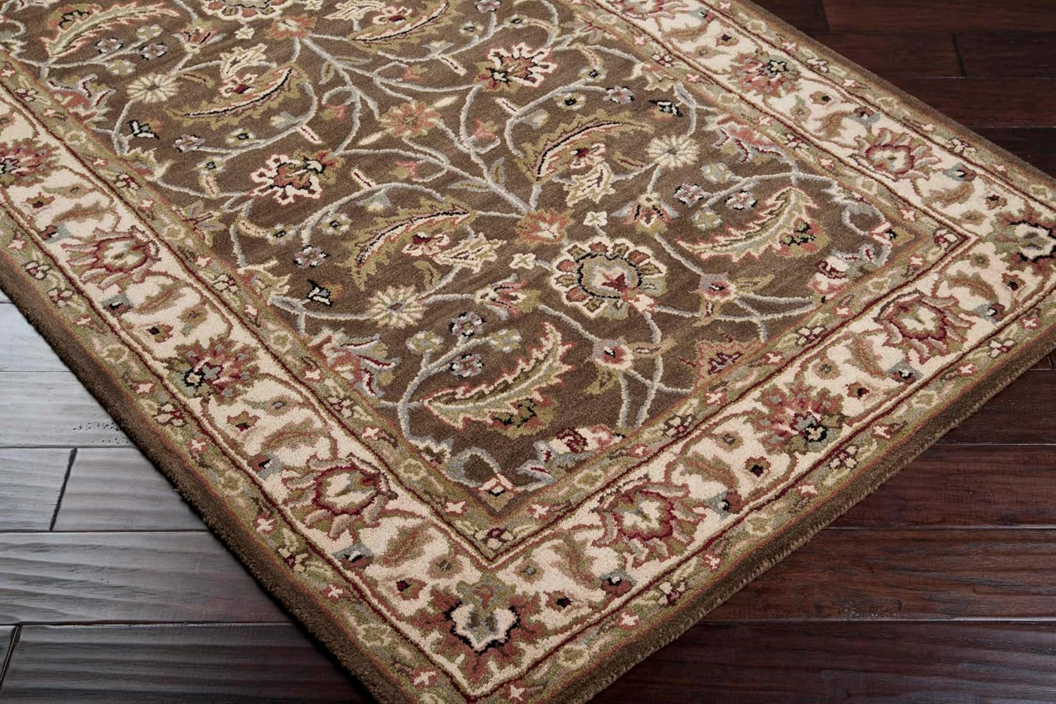 Mark&Day – Alfombras de lana, 2 x 8 pies, cochrane, alfombra tradicional marrón oscuro, alfombra marrón verde roja para pasillo, cocina, dormitorio
