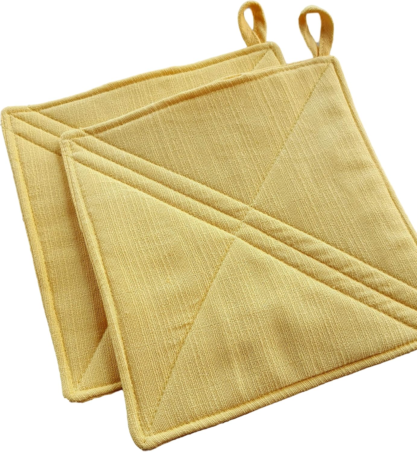 CUSHYSTORE Soporte para ollas de 7.5 pulgadas, almohadillas térmicas para horno estilo cabaña, para cocina, color amarillo liso, 2 paquetes