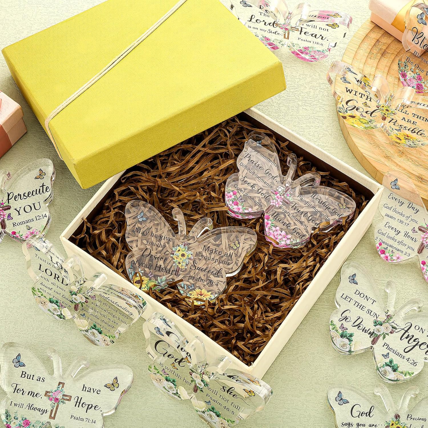 Pinkunn 12 piezas de regalos cristianos de acrílico, regalos religiosos para mujeres, regalos inspiradores con versículos de la Biblia y oraciones,