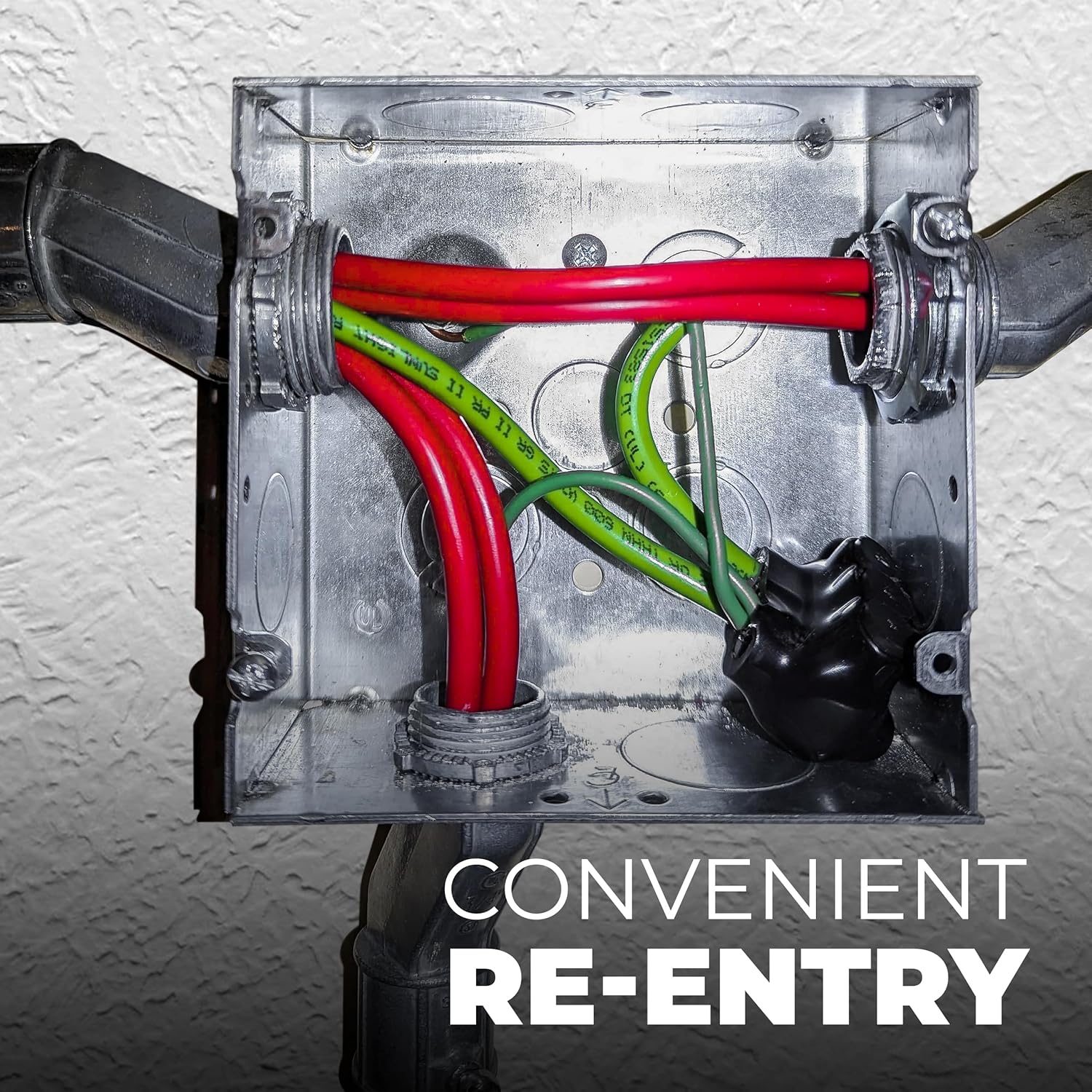 OhLectric Conector de empalme aislado negro con revestimiento de vinilo de goma con inhibidor de óxido prellenado, rango de cables 10-14, hexagonal