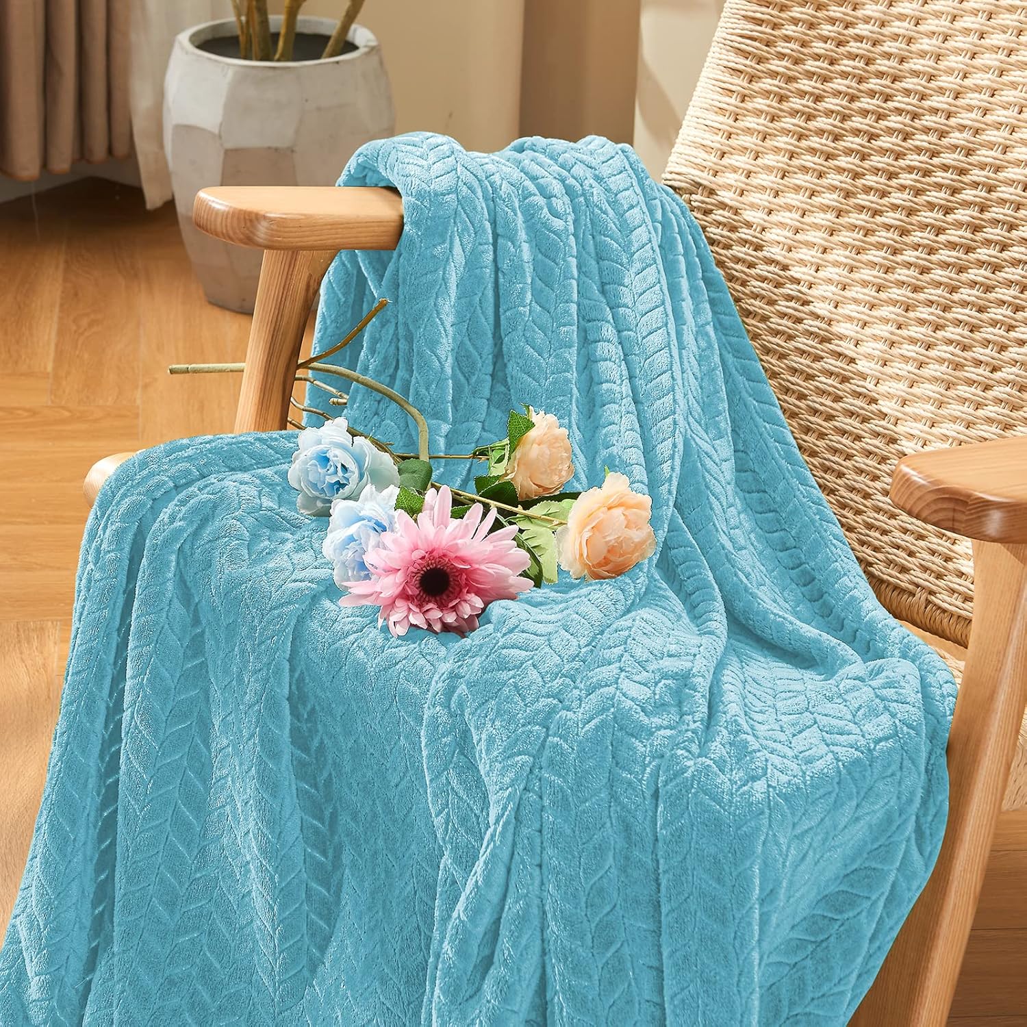 Inhand – Mantas de forro polar, mantas acogedoras de franela súper suaves para adultos, lavables y ligeras para sofá, cama, oficina, tamaño queen,
