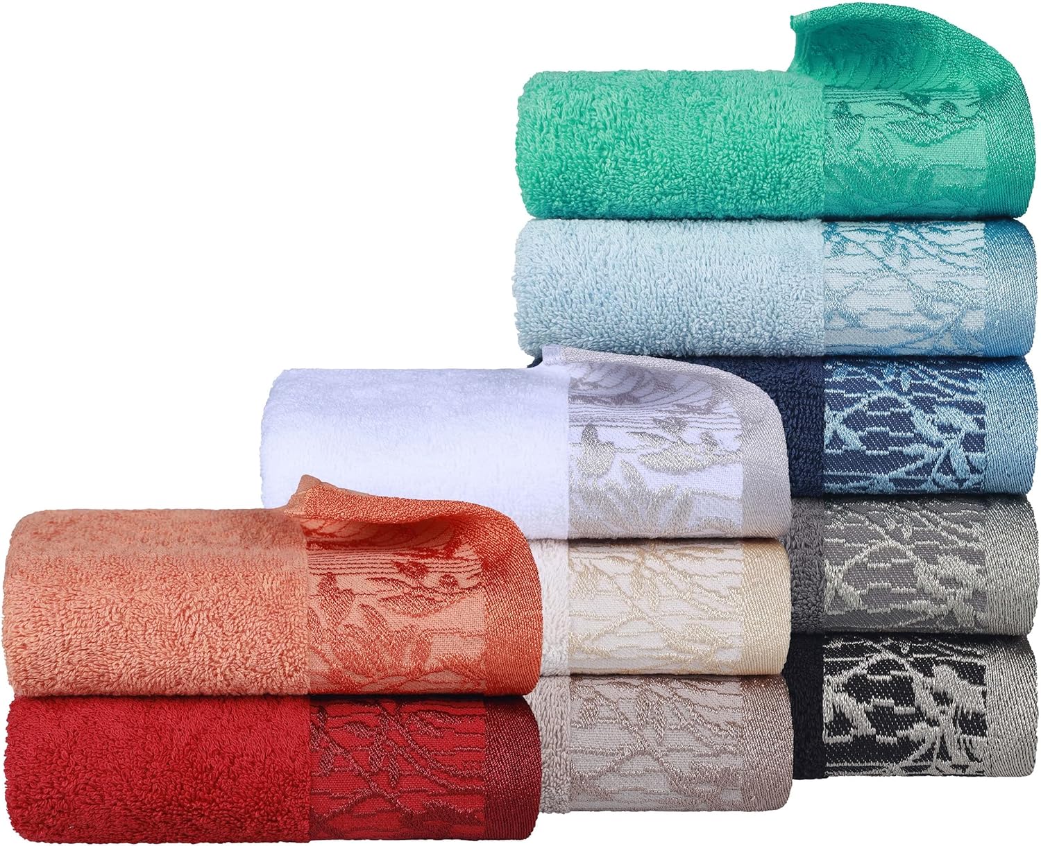 Superior Toallas de baño de algodón (juego de 2), borde Dobby jacquard floral, toalla corporal para baño, baño, spa, centro turístico, hotel,