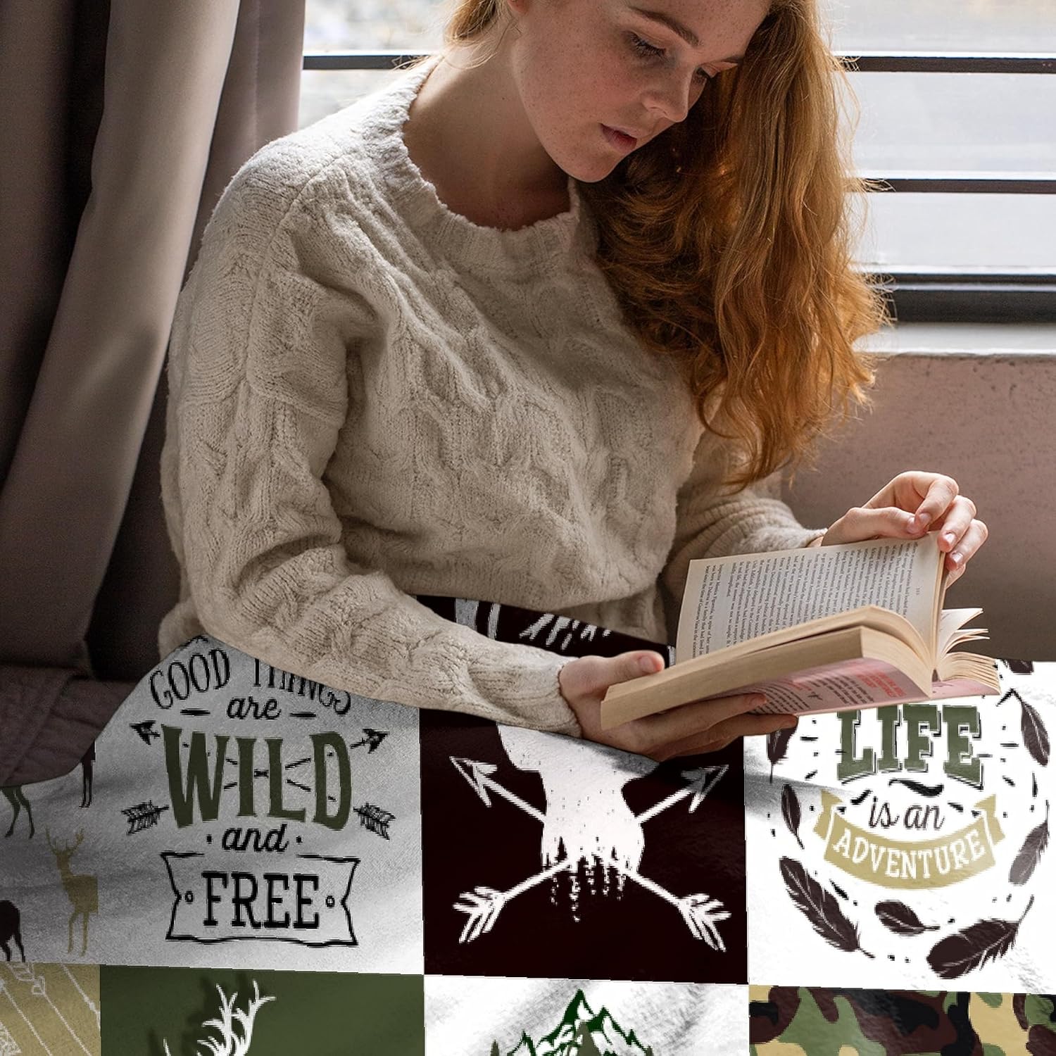 BUYYET Wild Adventure – Manta de franela de forro polar de animales del bosque, manta de regalo ligera y suave, bonita manta acogedora para cama,