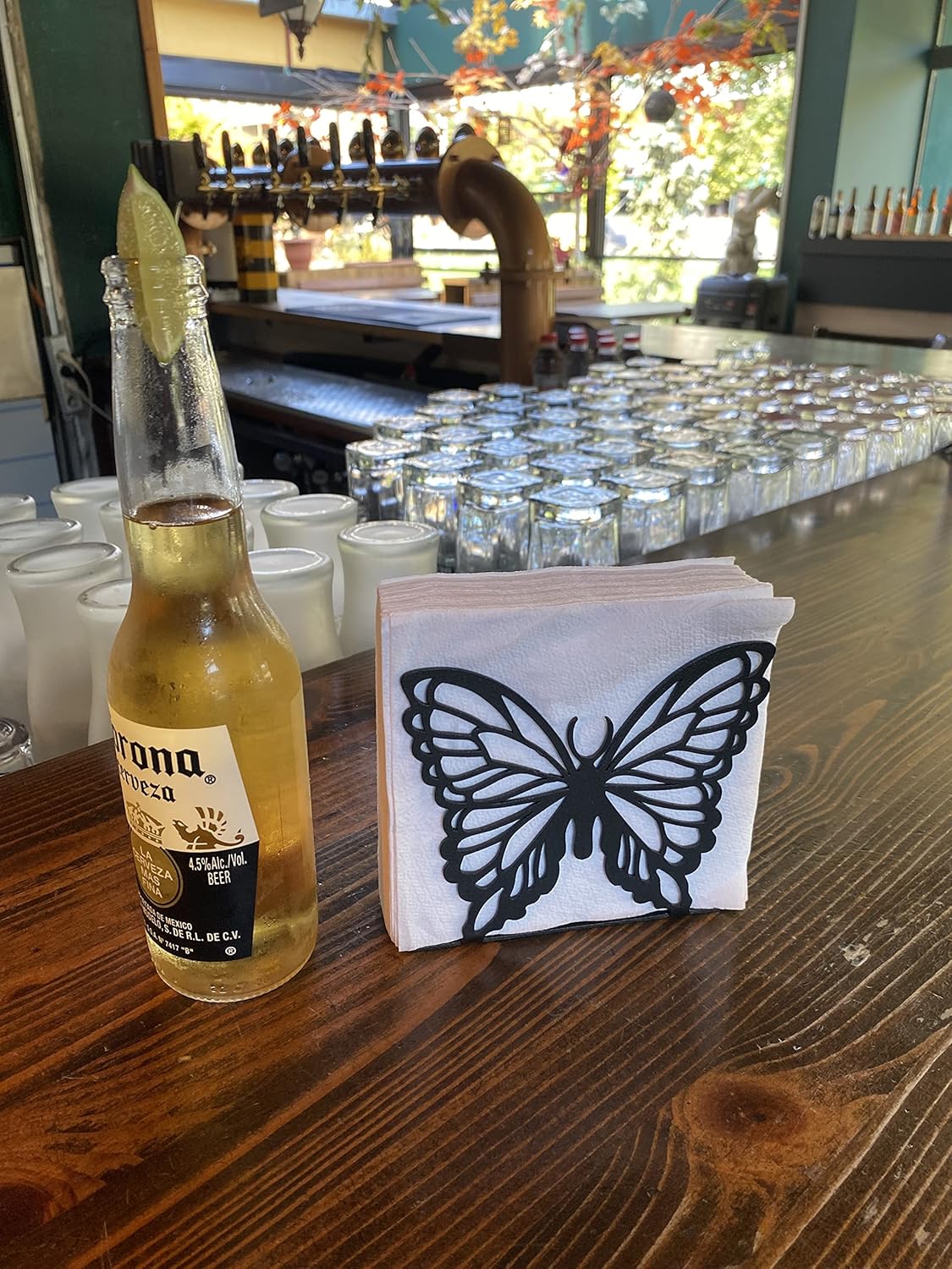 Servilletero negro para mesa, servilletero con diseño de mariposa, dispensador de pañuelos para encimeras de cocina, mesa de comedor y picnic,