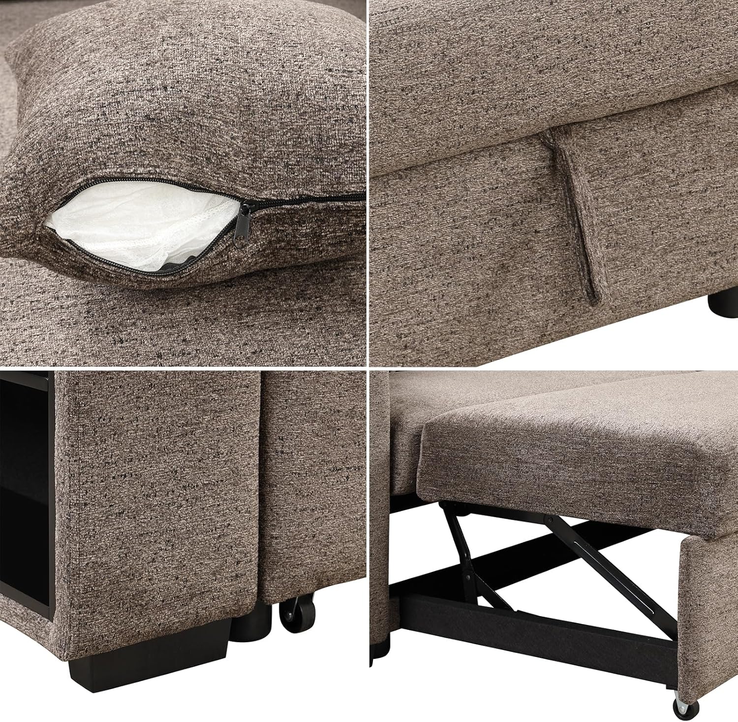 Sofá cama de 95 pulgadas, sofá cama en forma de L de 3 plazas con diván de almacenamiento, sofá cama convertible extraíble, sofá cama seccional para