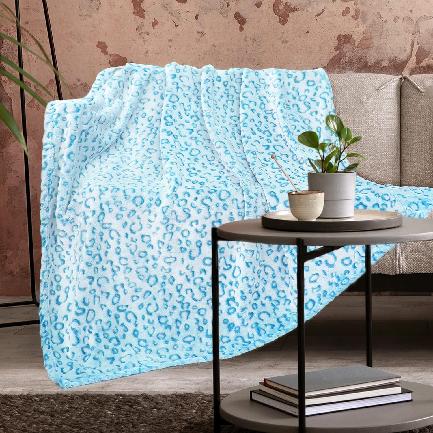 ZHIKU Manta de forro polar suave tamaño Queen azul para cama