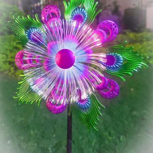 Molinillos solares de viento de pavo real para patio y jardín, escultura de viento de metal de 40 pulgadas, molino de viento cinético de jardín con Molinillos solares de viento de pavo real para patio y jardín, escultura de viento de metal de 40 pulgadas, molino de viento cinético de jardín con