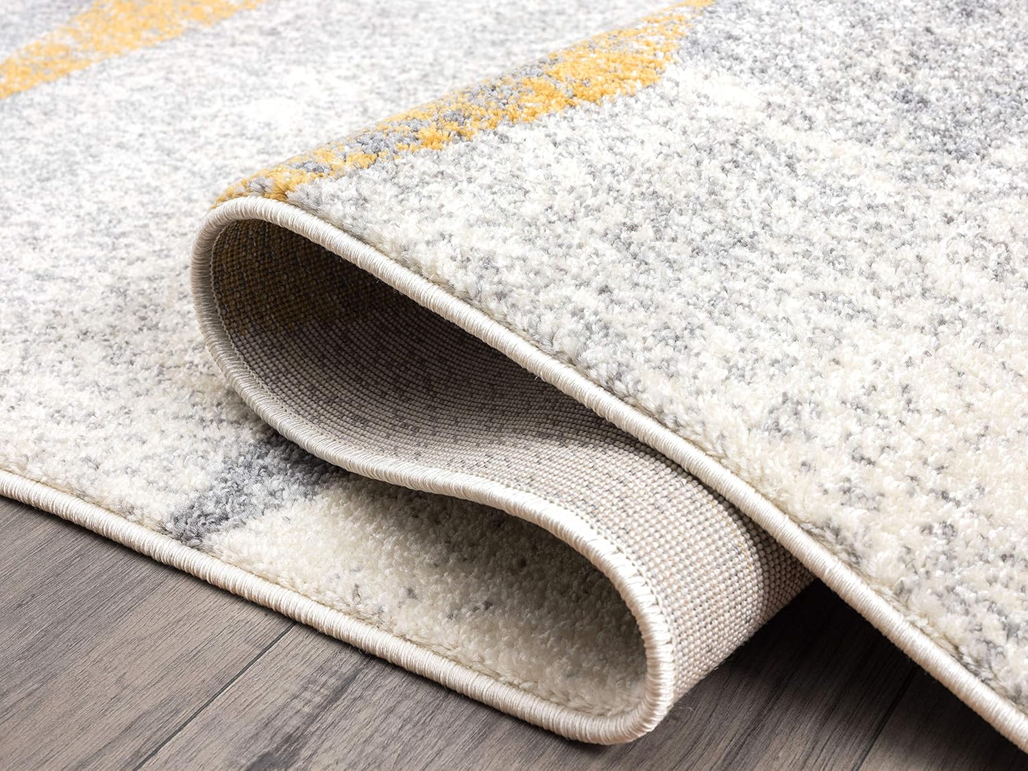 Abani Laguna Collection – Alfombra turca envejecida geométrica, color gris y amarillo, estilo moderno, 6 x 9 pies, alfombra decorativa