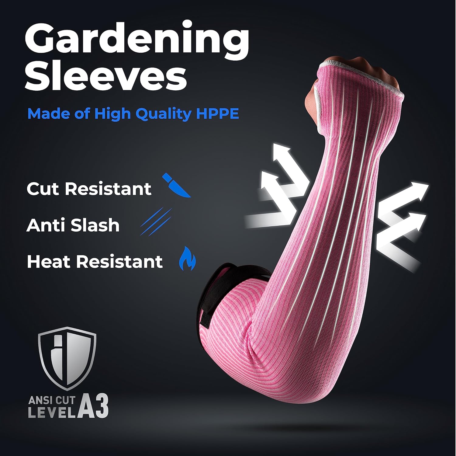 OriStout Mangas de jardinería resistentes a cortes con orificio para el pulgar, mangas protectoras para el trabajo en el patio, cocina, protectores