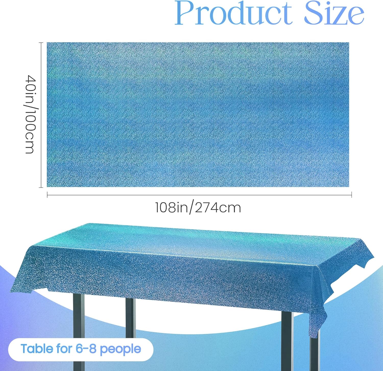 3 manteles láser holográficos azules de 40 x 108 pulgadas, manteles de plástico para fiestas, decoración de fiesta brillante para sirena, invierno,