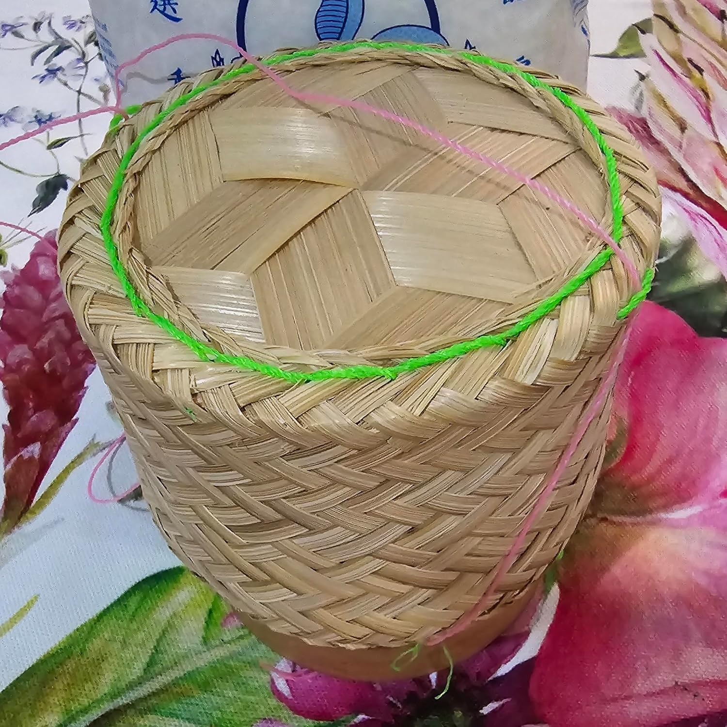 Cesta de arroz pegajosa Contenedor pequeño Kratip Tazón para servir tailandés Arroz de bambú Tailandés Laos Tejido Tradicional Wickerwork Servir