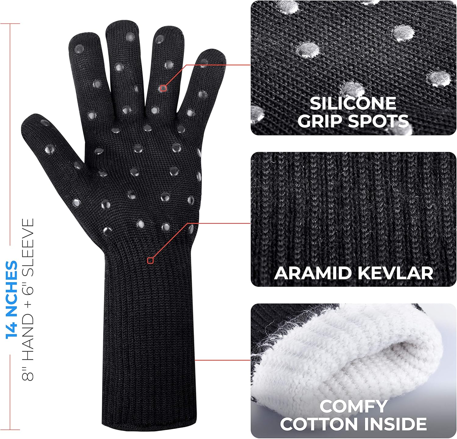 Beets & Berry, guantes de cocina resistentes al calor hasta 650 F, para manos pequeñas, guantes de hornear extralargos, guantes de barbacoa, guantes