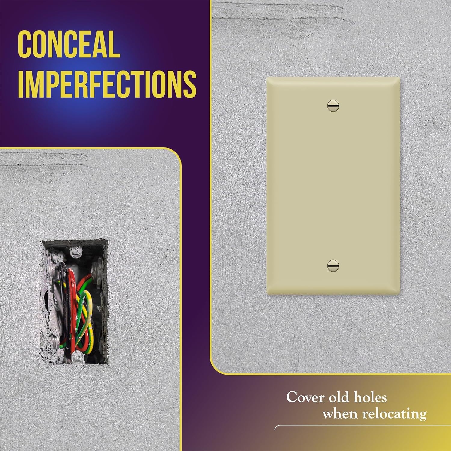 ENERLITES – Placas para pared para ocultar imperfecciones, tamaño mediano, 4.88 x 3.11 pulgadas, de policarbonato termoplástico irrompible, aprobado