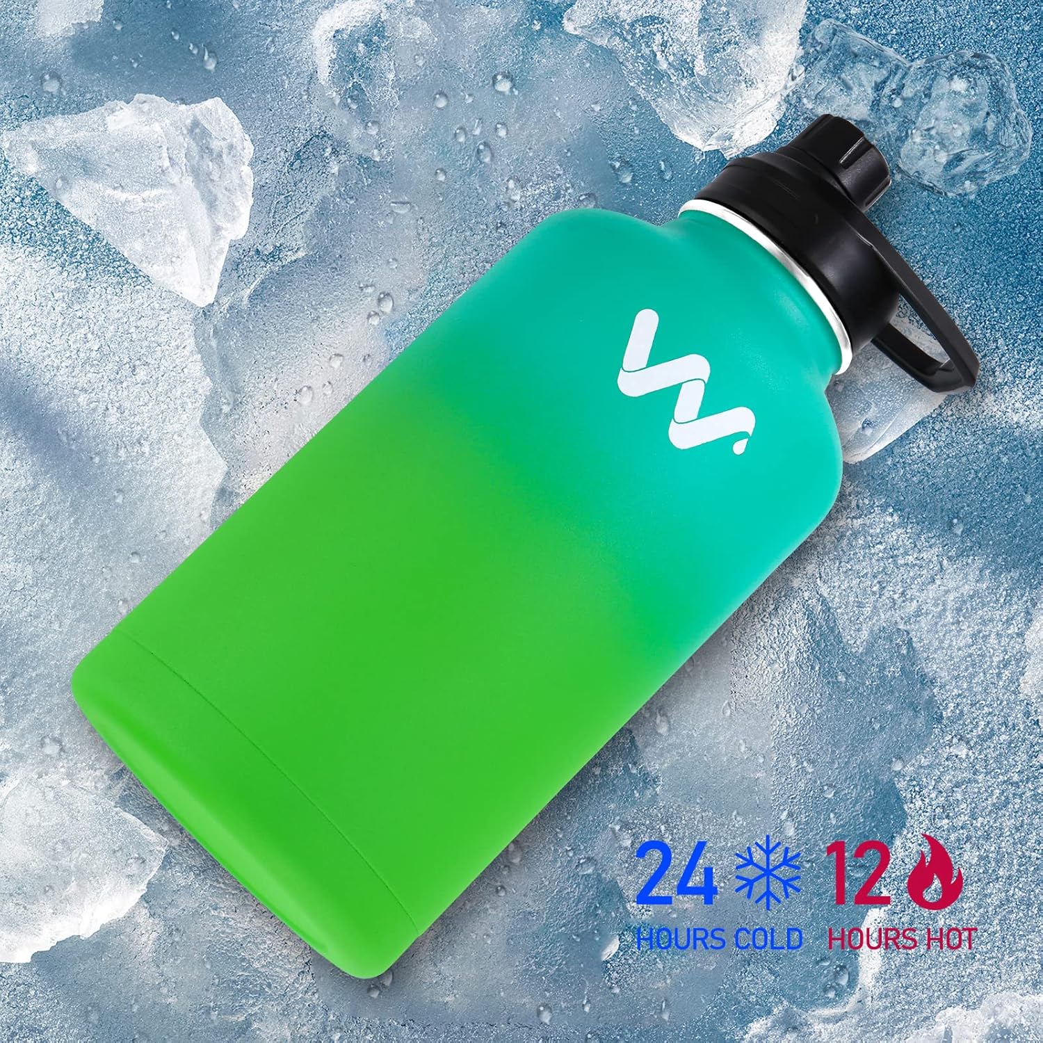 WEREWOLVES Botella de agua aislada con asas de paracaídas, correa, tapa de popote y tapa de boquilla, botella de agua reutilizable de boca ancha al