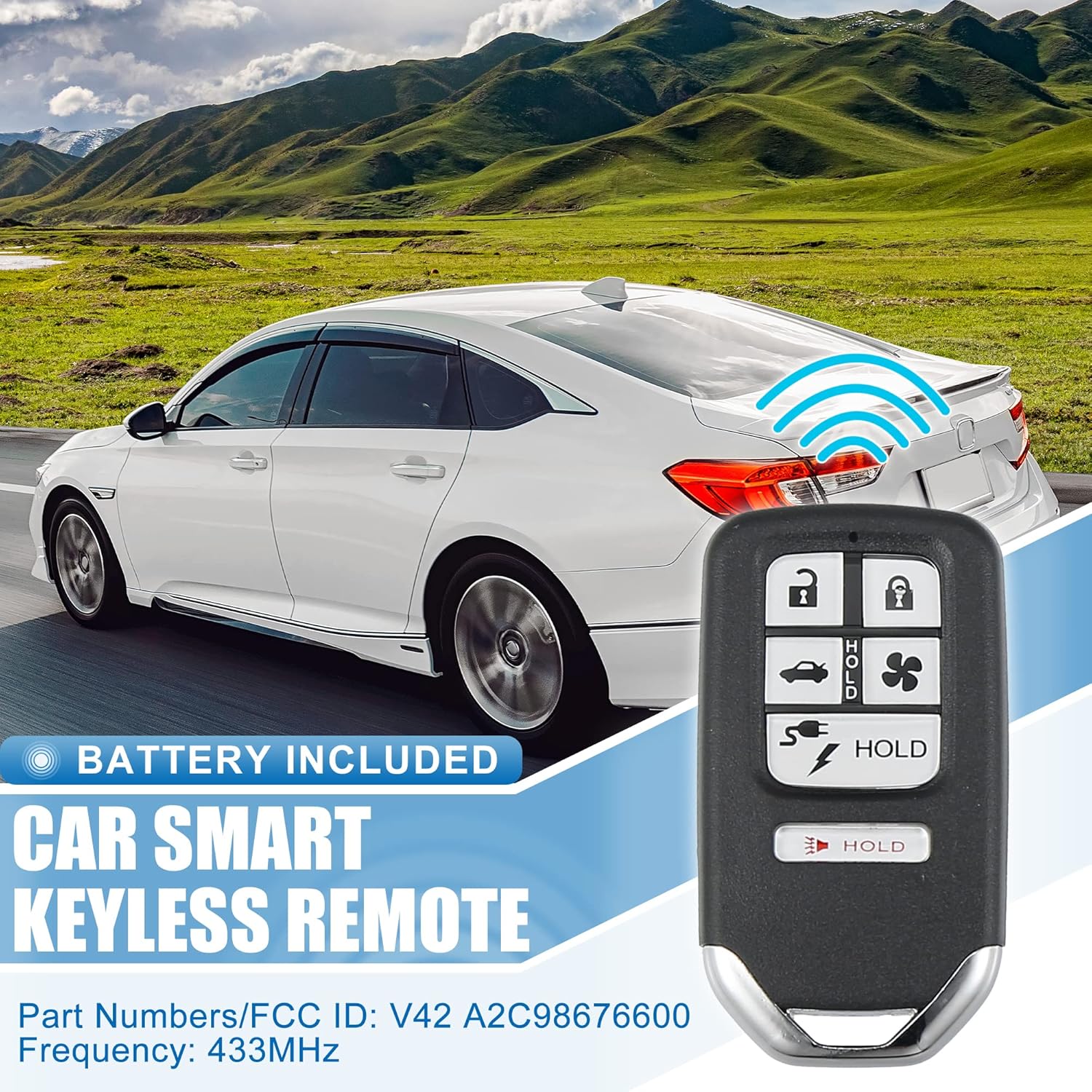 X AUTOHAUX Llavero de repuesto para automóvil de 6 botones sin llave, control remoto, llavero inteligente de proximidad KR5V2X para Honda Clarity