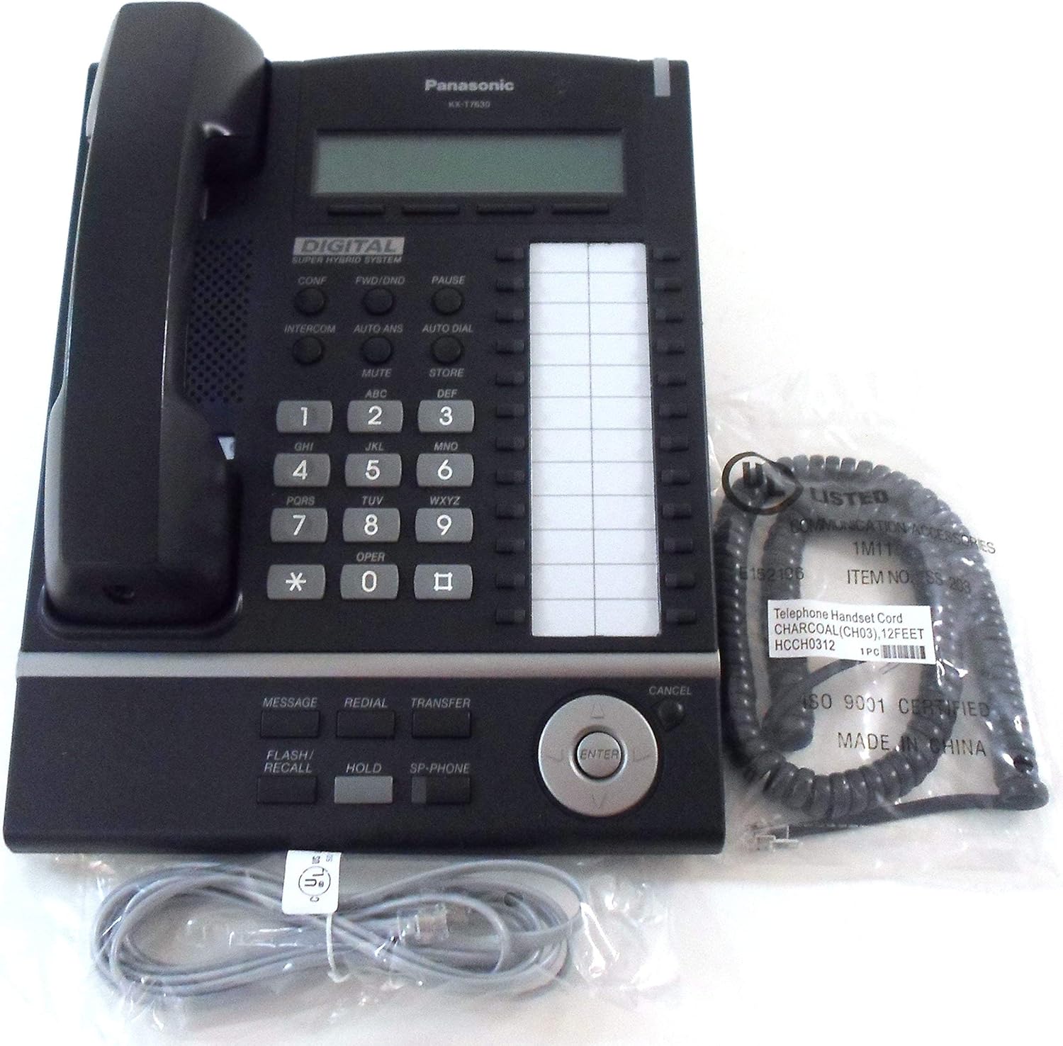 Panasonic KX-T7630-B Teléfono con pantalla LCD de 3 líneas y 24 botones (renovado)
