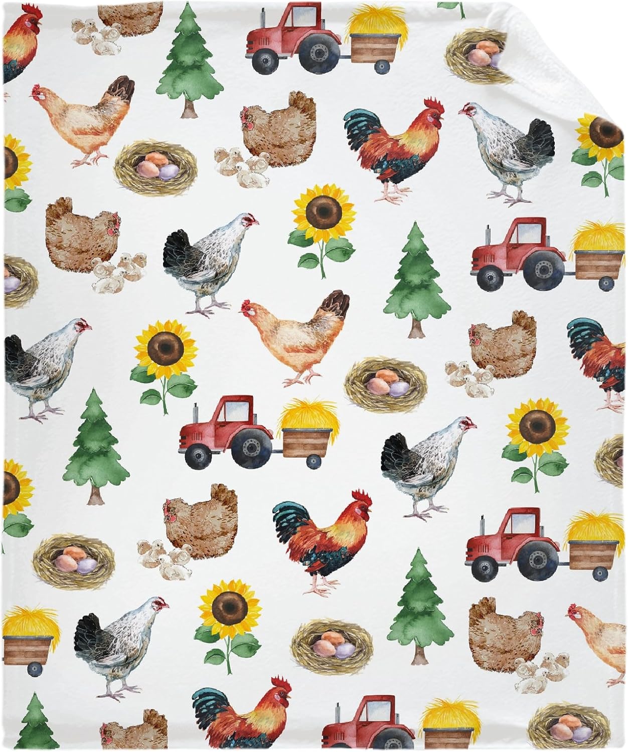 Manta de girasol de pollo de granja, franela suave, ligera, suave, para regalo, mullida, cálida y acogedora para todas las estaciones en el hogar,