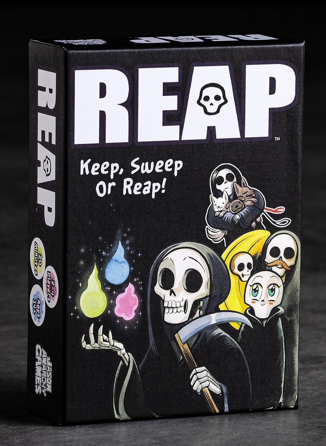 Juego de cartas Reap  Un juego espeluznante y lindo de la estrategia de robo de almas de la parca  A partir de 14 años  2-4 jugadores