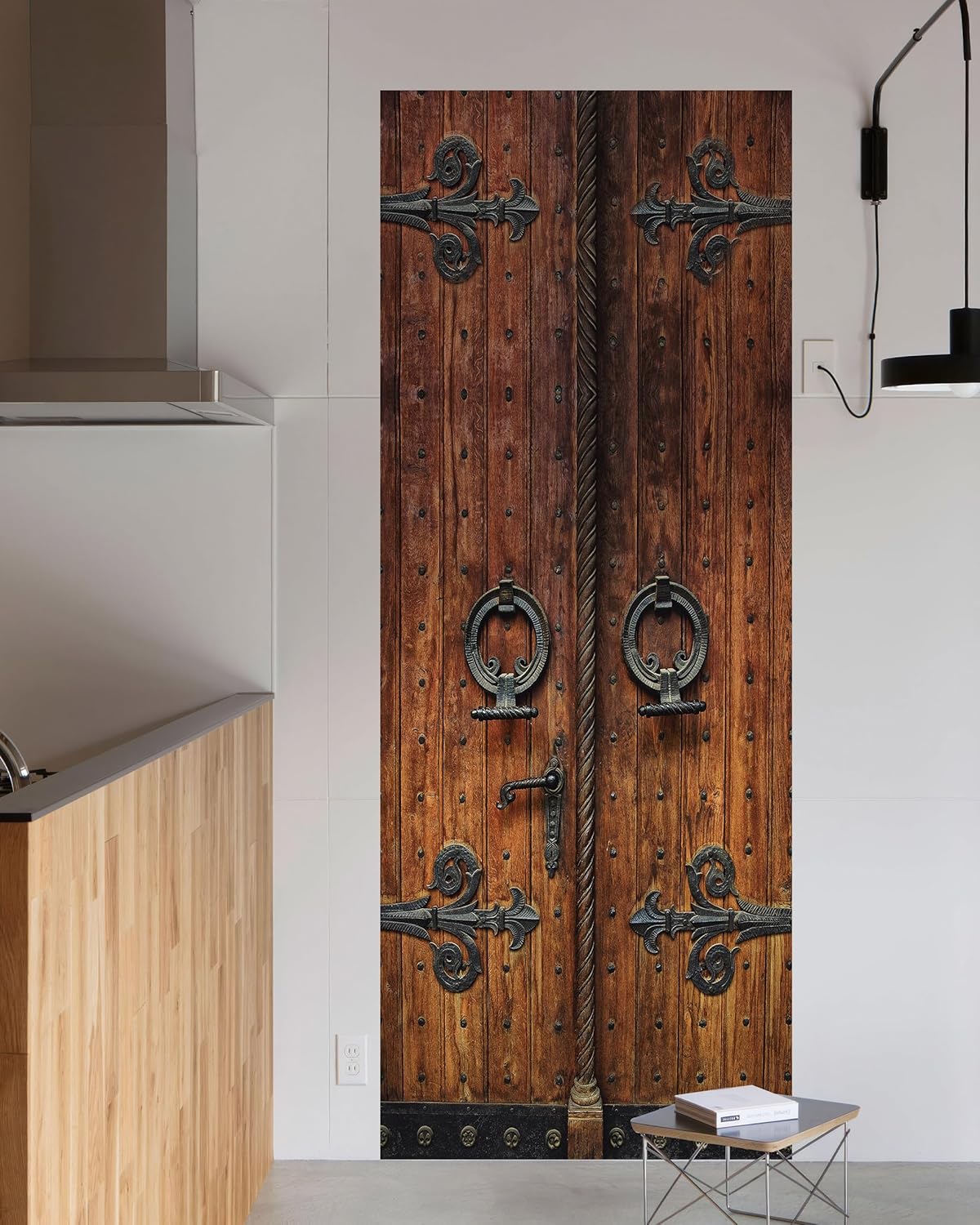 FLFK Calcomanía para puerta, retro, mural para despegar y pegar, tamaño combinado 36 x 80 pulgadas, dividido en 2 piezas