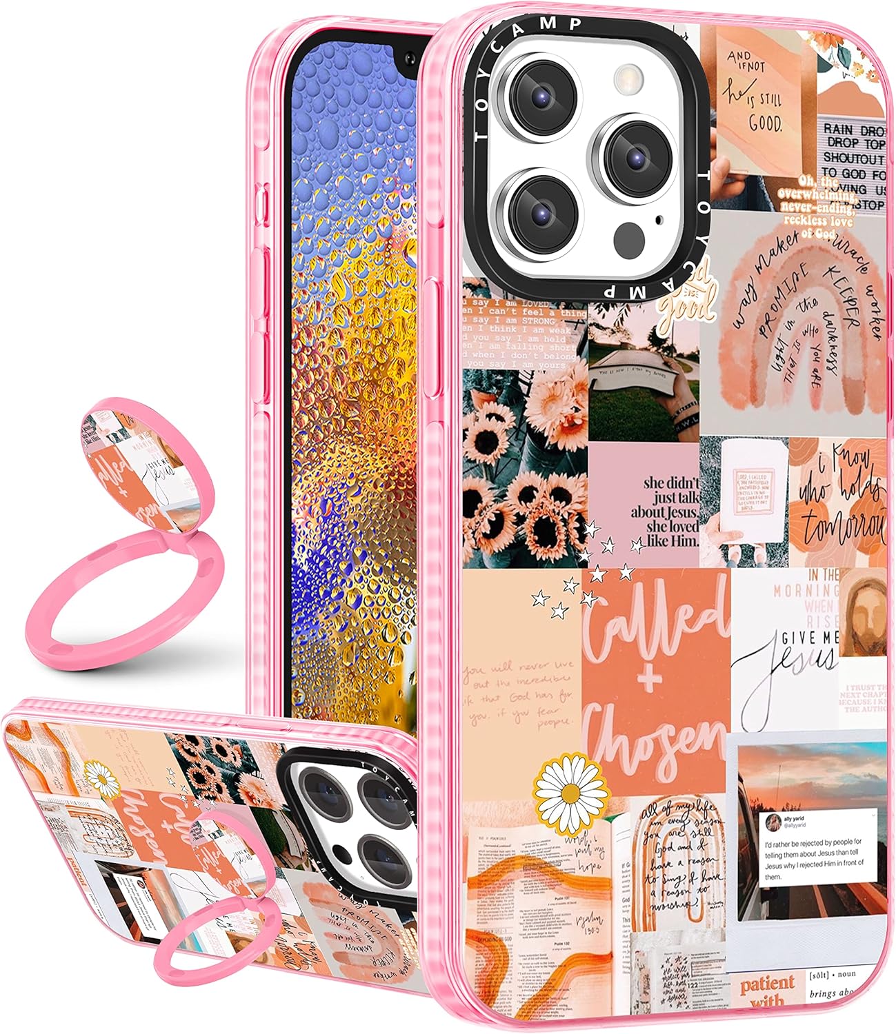 Toycamp Funda para iPhone 13 Pro Max para mujer, diseño artístico de collage vintage, para niñas y adolescentes, bonita funda con soporte de anillo