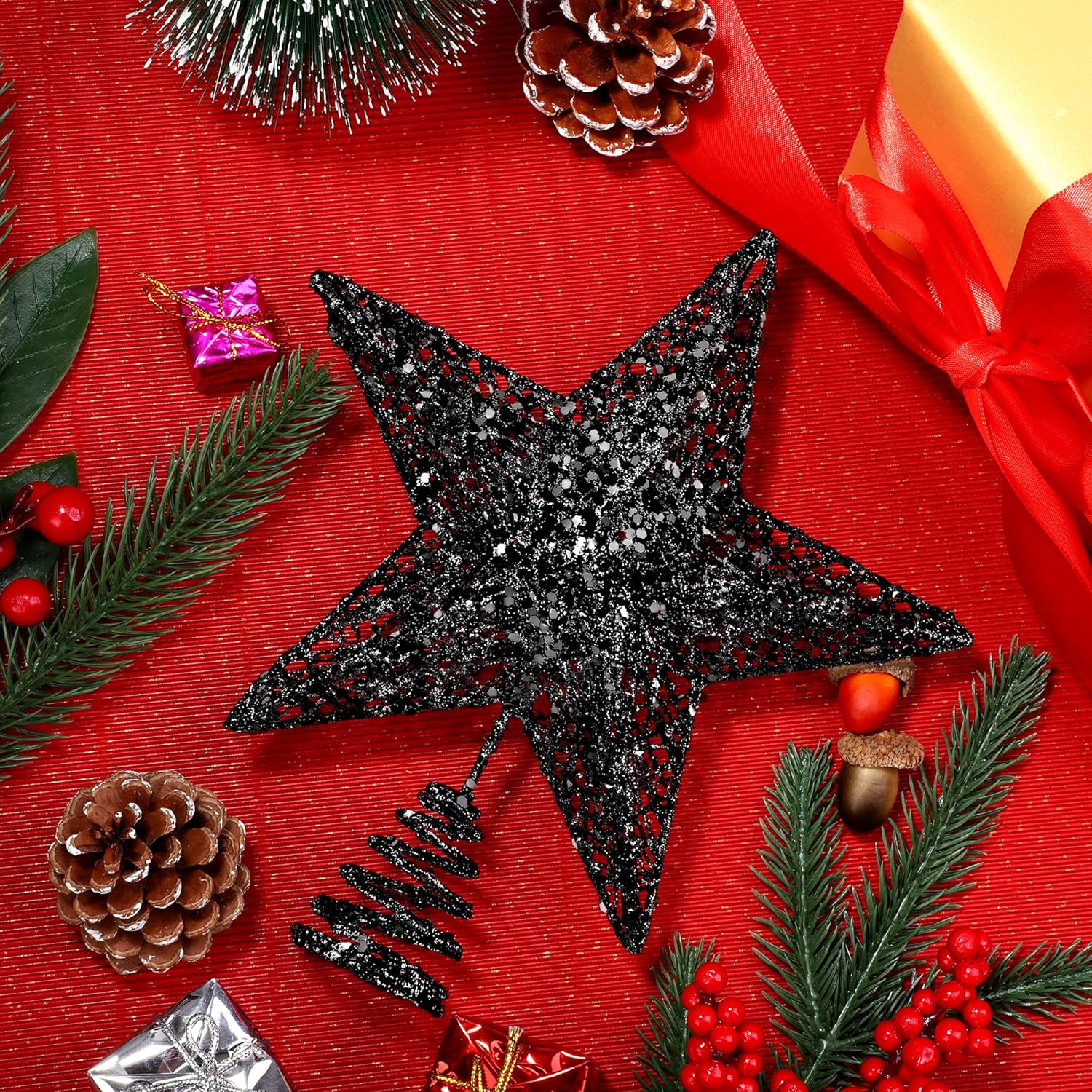 URATOT Decoración de árbol de Navidad con purpurina de metal para decoración del hogar