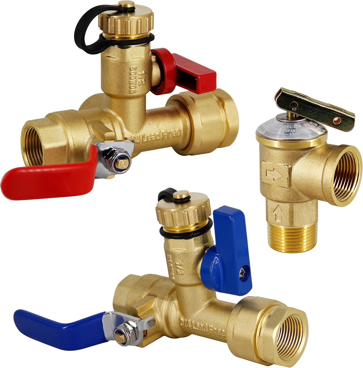 Twinkle Star Kit de válvula de servicio de calentador de agua sin tanque de aislamiento IPS de 34 pulgadas, con válvula de alivio de presión,