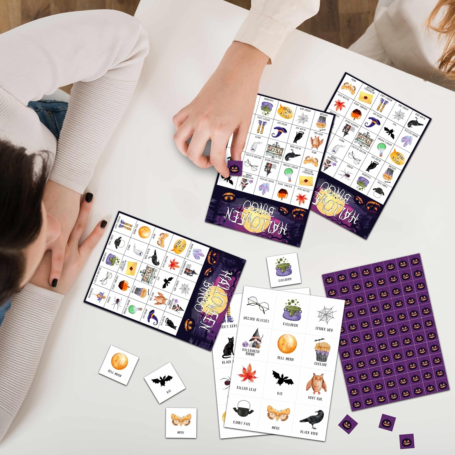 DOQPO Juegos de bingo de Año Nuevo de Halloween, tarjetas de bingo de Halloween, juegos de fiesta de Halloween para adultos y familias actividades