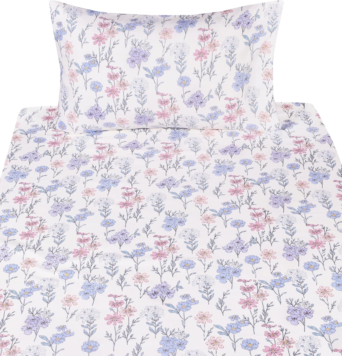 Scientific Sleep Juego de sábanas suaves y divertidas pequeñas de flores silvestres, sábana bajera con bolsillo profundo de 14 pulgadas, juego de