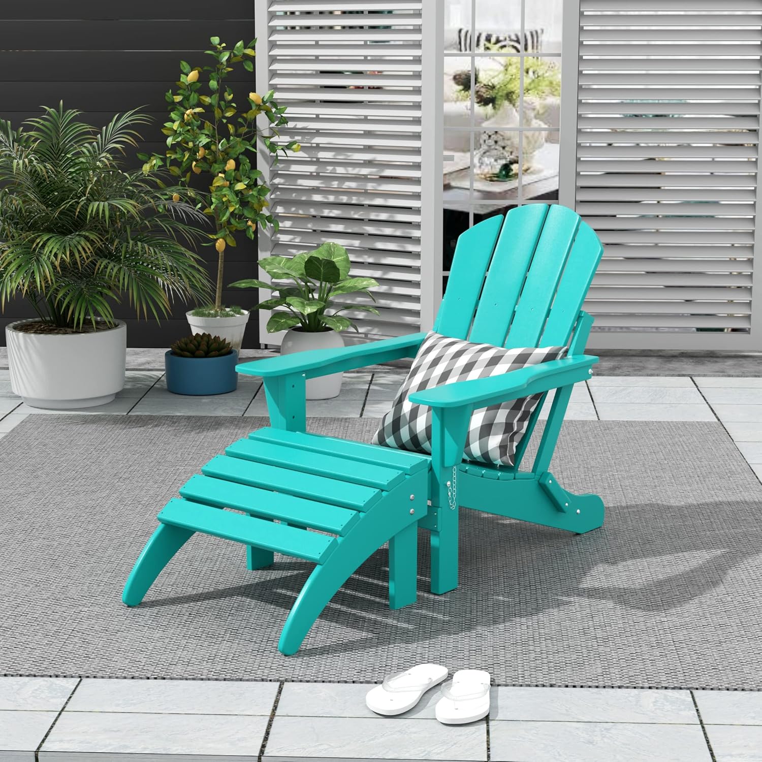 WO Home Furniture – Reposapiés otomano Adirondack para patio al aire libre, 13.5 pulgadas, reposapiés plegable para silla Adirondack al aire libre
