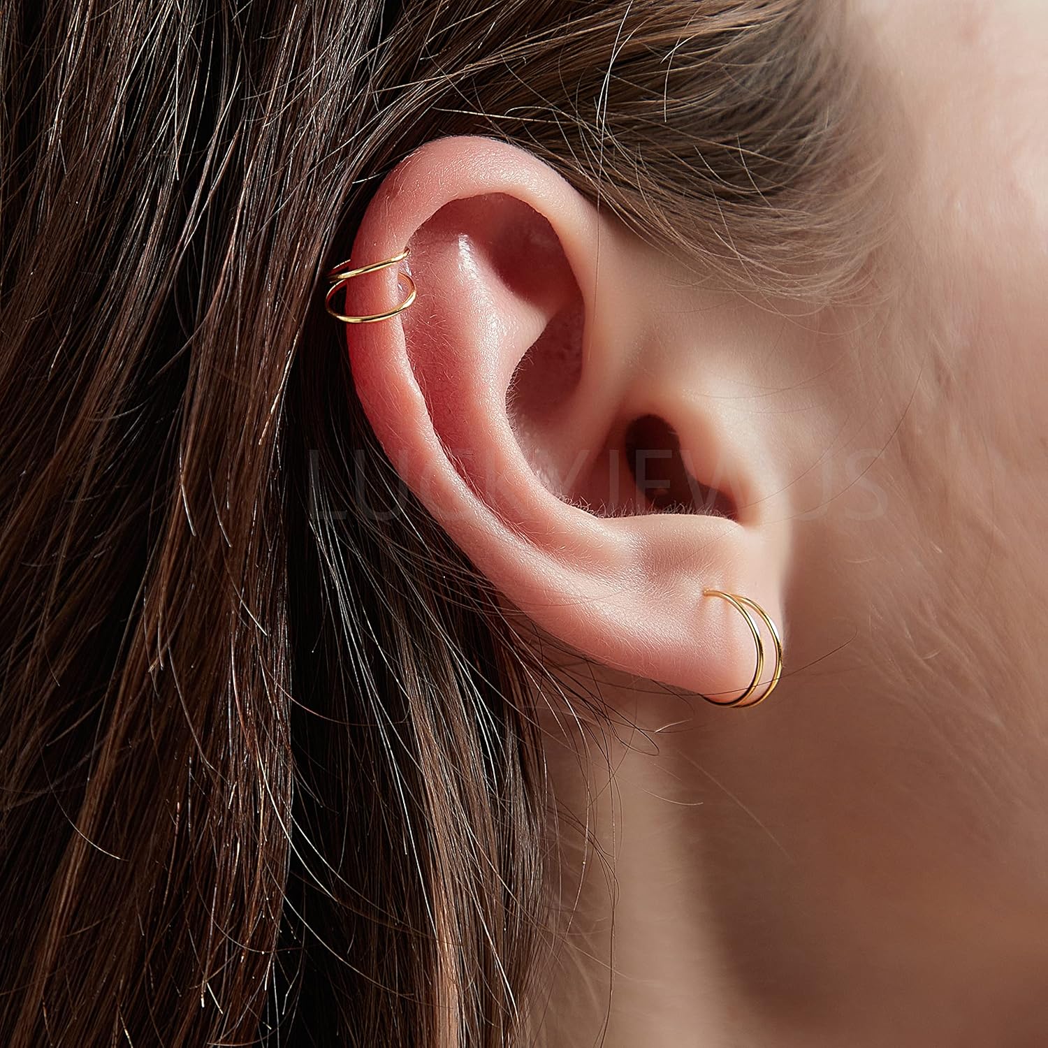 14k Rose Gold Filled Spiral Double Hoop Earrings for Single Piercing  Twist Small Hoop Earrings  Double Helix Cartilage Hoop Earring  Double