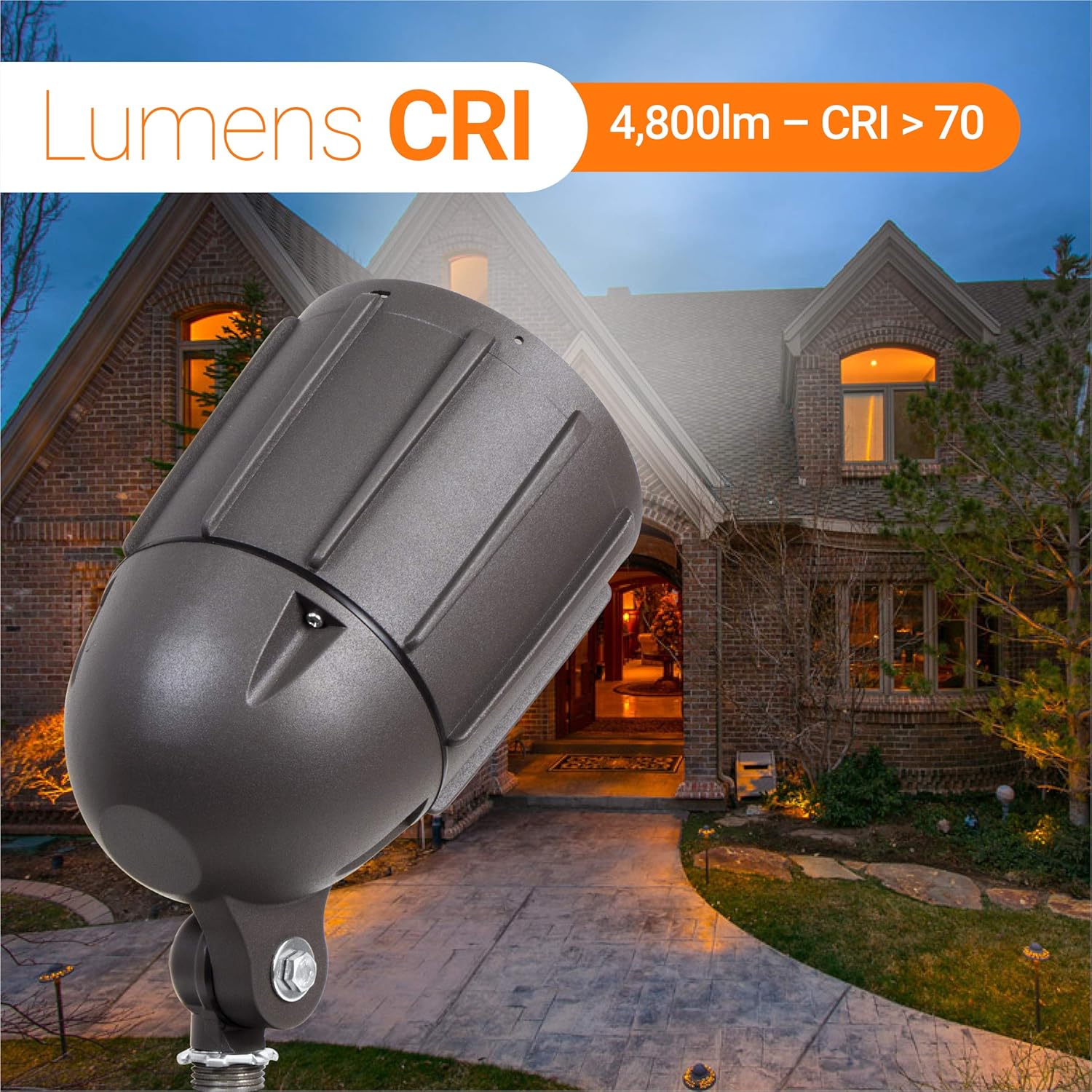 Luz de inundación LED de 40 vatios para iluminación de paisaje al aire libre de 120 voltios, 4800 lm, bronce, igual a 200 W MH, luz de asta de