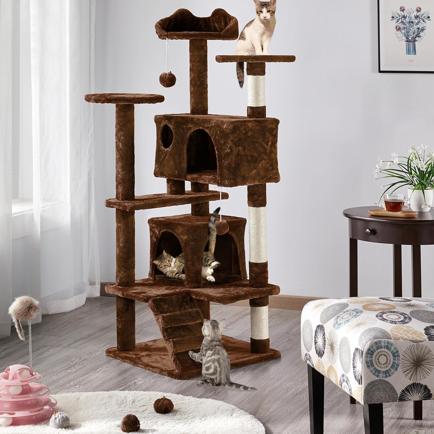 Yaheetech 51.2 pulgadas Mueble de árbol para gato Torre Muebles para que os gatos se rasquen