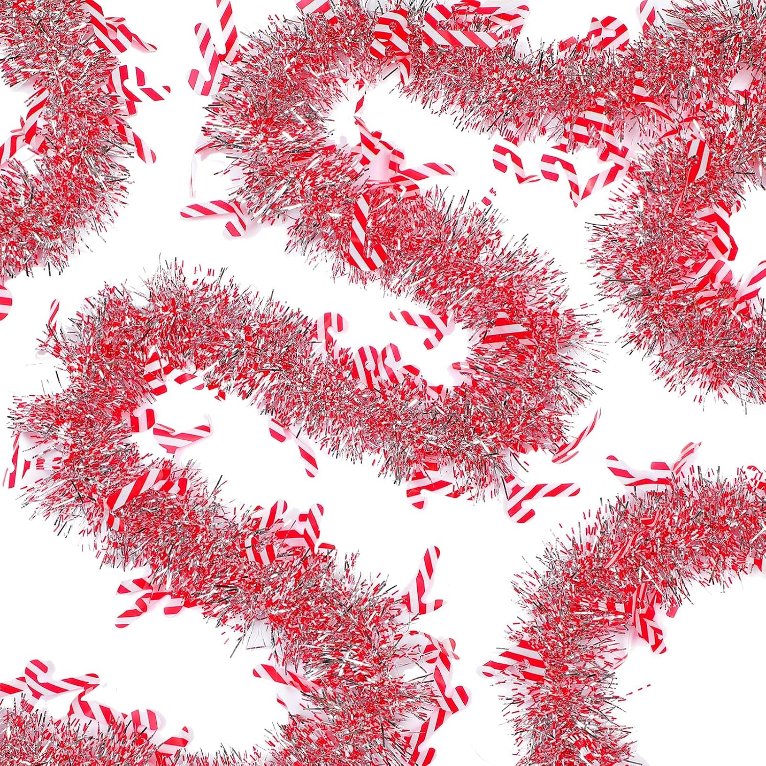 Guirnalda de oropel de Navidad de 40 pies para árbol de Navidad, guirnalda metálica para colgar en interiores y exteriores, suministros de fiesta