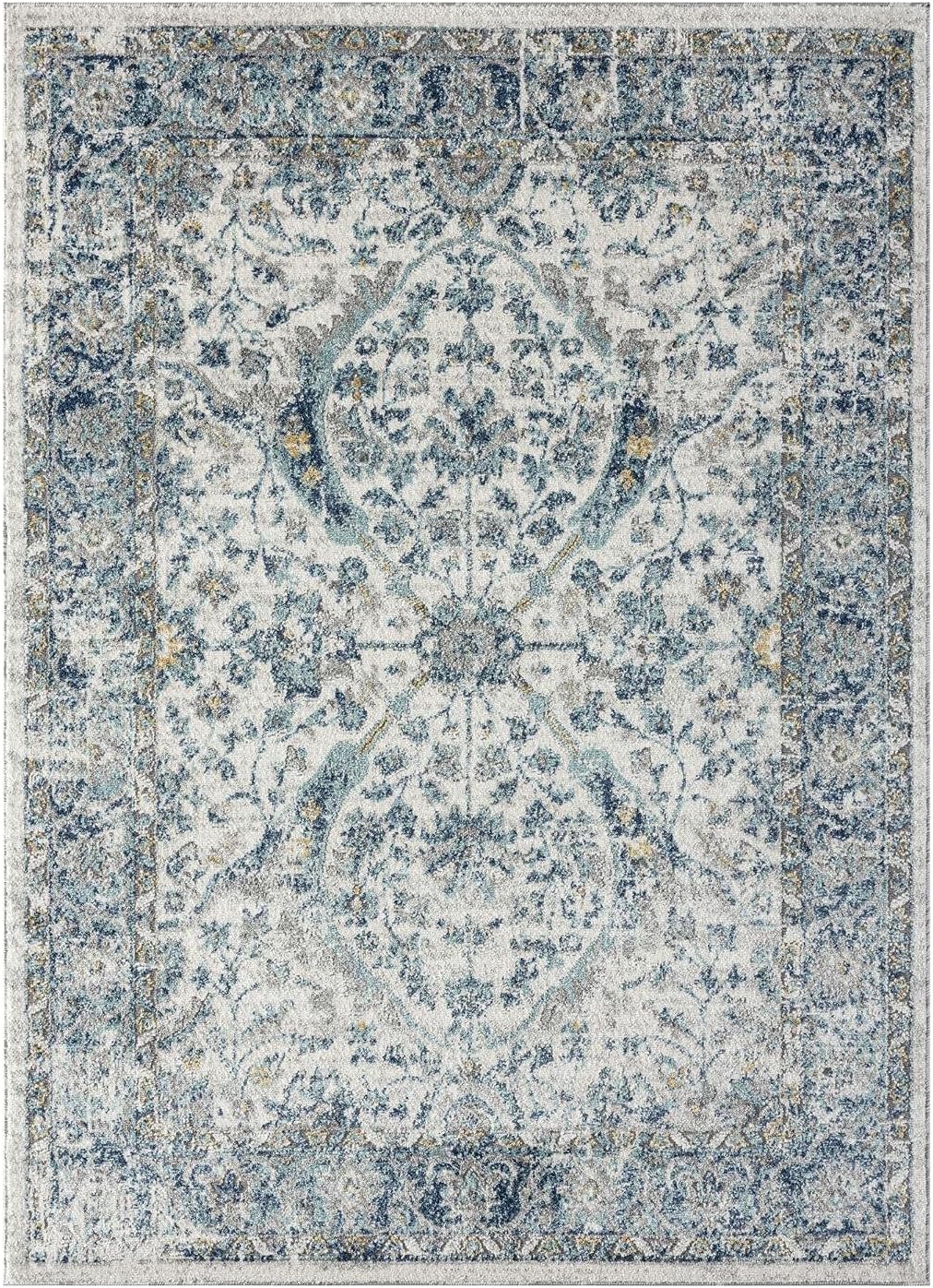 LUXE WEAVERS Euston Collection 8060 – Alfombra oriental moderna color marfil (5 x 7 pulgadas)