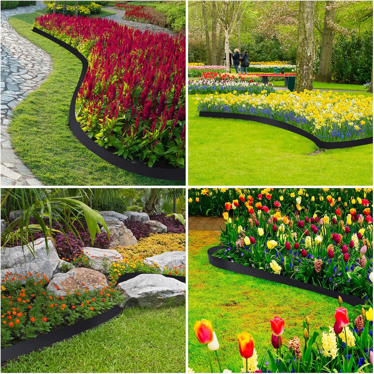 Bobina de borde de jardín de 52 pies, 4.7 pulgadas de profundidad, borde de jardín, borde de terraza, borde de jardín con 10 estacas de anclaje,