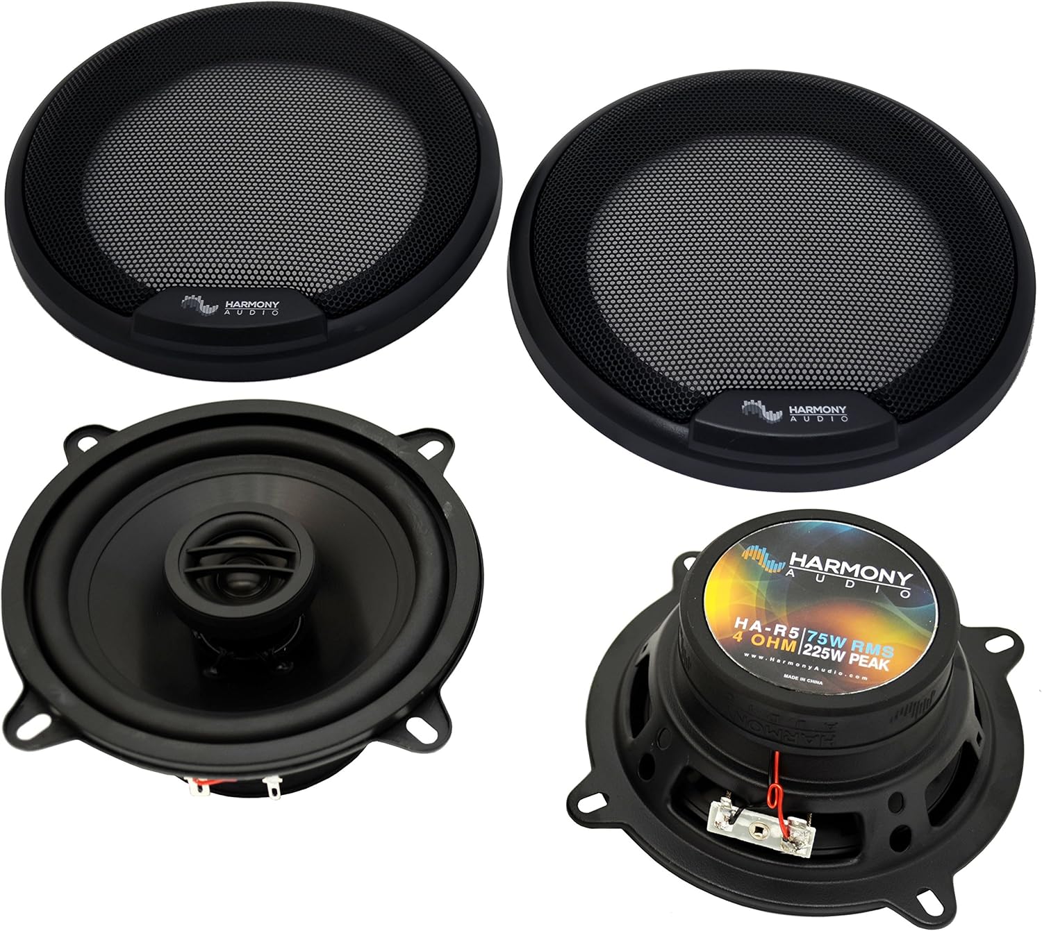 Harmony Audio R65 compatible con Kia Sportage 2011-2020 Kit de audio de repuesto de altavoz delantero y trasero para automóvil con arnés