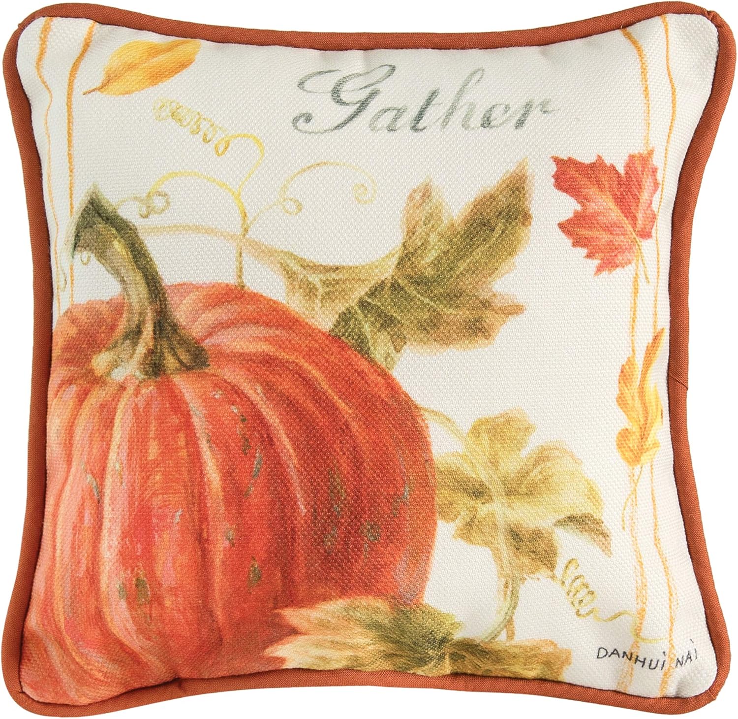 C&F Home 8 x 8 pulgadas, decoración pequeña de calabaza, almohada de cosecha de otoño para sofá o cama, 8 x 8 pulgadas, color marrón