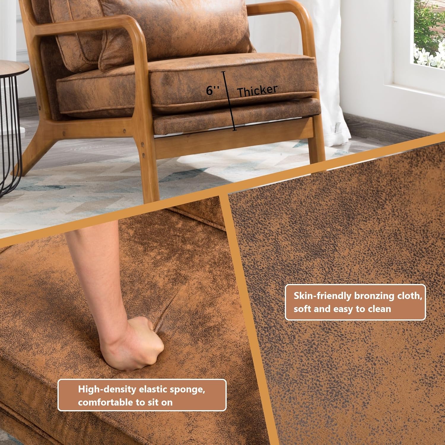 Silla decorativa para sala de estar, sillón tapizado moderno de mediados de siglo con almohada, sillón de lectura, cómoda silla decorativa para