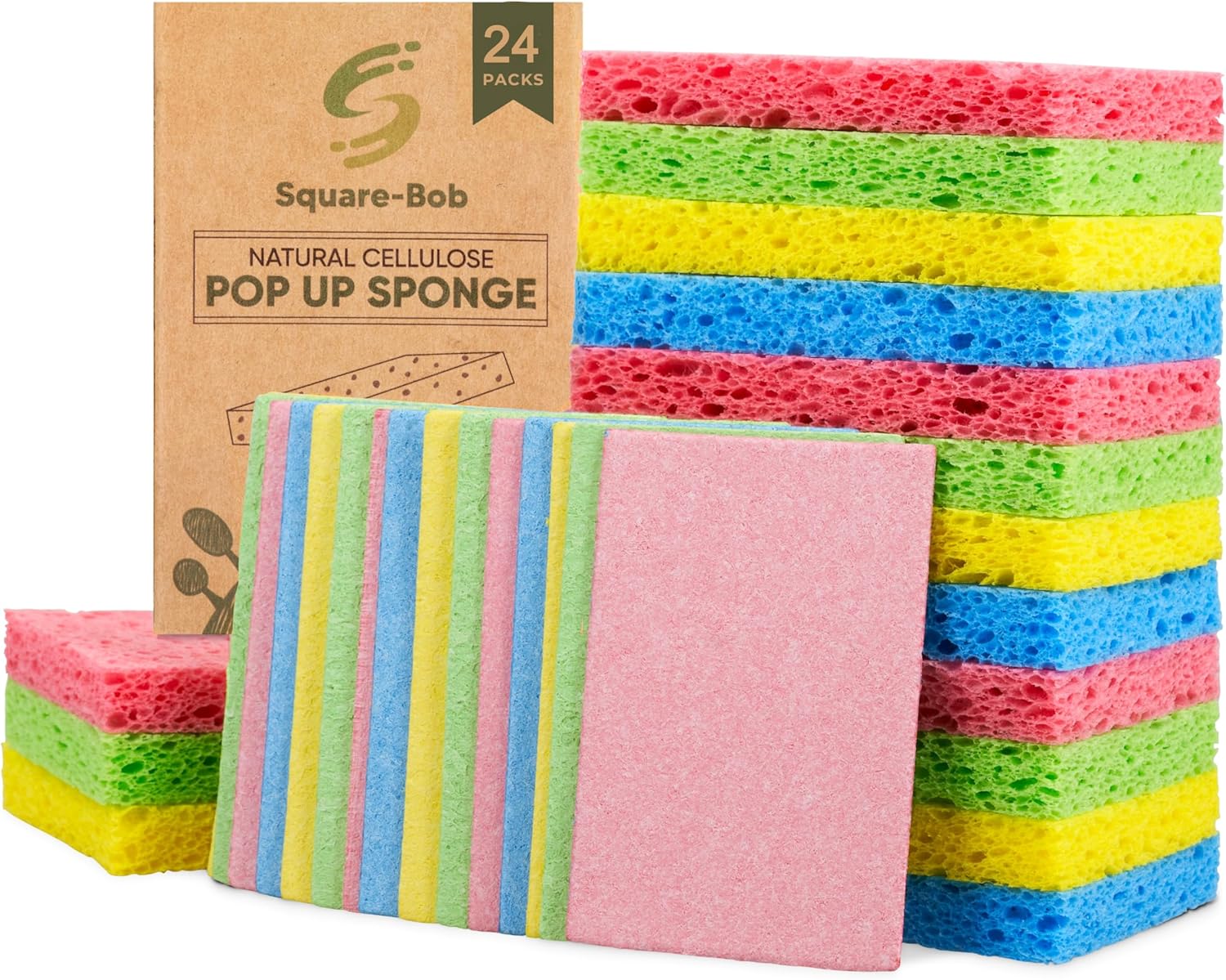 24 esponjas comprimidas para cocina, antiarañazos, altamente absorbentes, para limpieza de platos, encimera, fregadero, automóvil, biodegradables,